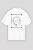 Aslan Burcu Baskılı Beyaz Unisex Oversize Tişört - Tshirt