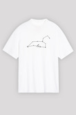 Aslan Burcu Baskılı Beyaz Unisex Oversize Tişört - Tshirt
