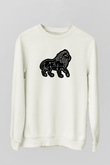 Aslan Burcu Baskılı Beyaz Unisex Sweatshirt