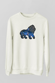 Aslan Burcu Baskılı Beyaz Unisex Sweatshirt