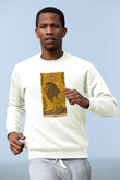 Aslan Burcu Baskılı Beyaz Unisex Sweatshirt