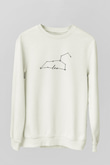 Aslan Burcu Baskılı Beyaz Unisex Sweatshirt