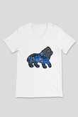 Aslan Burcu Baskılı Beyaz Unisex V Yaka Tişört - Tshirt