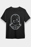 Aslan Burcu Baskılı Unisex Siyah Tişört - Tshirt