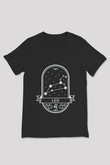Aslan Burcu Baskılı Unisex Siyah V Yaka Tişört - Tshirt