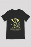 Aslan Burcu Baskılı Unisex Siyah V Yaka Tişört - Tshirt