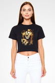 Aslan Siyah  Crop Top Tişört