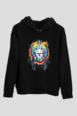 Aslan Siyah Unisex Hoodie
