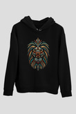 Aslan Siyah Unisex Kapüşonlu Sweatshirt
