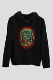 Aslan Siyah Unisex Kapüşonlu Sweatshirt
