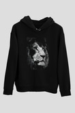 Aslan Siyah Unisex Kapüşonlu Sweatshirt