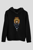 Aslan Siyah Unisex Kapüşonlu Sweatshirt