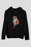 Aslan Siyah Unisex Kapüşonlu Sweatshirt