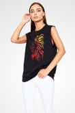 Aslan Siyah Unisex Kolsuz Tişört