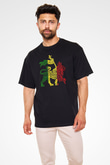 Aslan Siyah Unisex Oversize Tişört T-Shirt