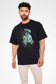 Aslan Siyah Unisex Oversize Tişört T-Shirt