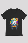 Aslan Siyah Unisex V Yaka Tişört T-Shirt
