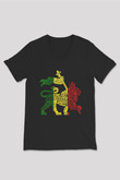 Aslan Siyah Unisex V Yaka Tişört T-Shirt