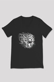 Aslan Siyah Unisex V Yaka Tişört T-Shirt