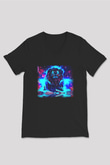 Aslan Siyah Unisex V Yaka Tişört T-Shirt
