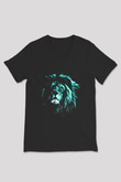 Aslan Siyah Unisex V Yaka Tişört T-Shirt