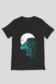 Aslan Siyah Unisex V Yaka Tişört T-Shirt