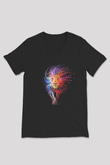 Aslan Siyah Unisex V Yaka Tişört T-Shirt