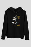 Asphyx Baskılı Unisex Siyah Kapüşonlu Sweatshirt