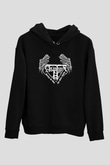Asphyx Baskılı Unisex Siyah Kapüşonlu Sweatshirt