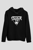 Asphyx Baskılı Unisex Siyah Kapüşonlu Sweatshirt