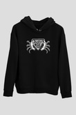 Asphyx Baskılı Unisex Siyah Kapüşonlu Sweatshirt