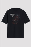 Asphyx Baskılı Unisex Siyah Oversize Tişört - Tshirt