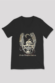 Asphyx Baskılı Unisex Siyah V Yaka Tişört - Tshirt