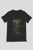 Asphyx Baskılı Unisex Siyah V Yaka Tişört - Tshirt