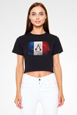 Assassin's Creed Siyah Crop Top Tişört