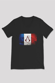 Assassin's Creed Siyah Unisex V Yaka Tişört T-Shirt
