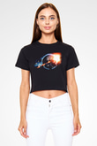 Asteroit Siyah Crop Top Tişört