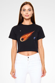 Asteroit Siyah Crop Top Tişört