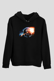 Asteroit Siyah Unisex Kapüşonlu Sweatshirt