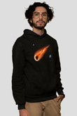 Asteroit Siyah Unisex Kapüşonlu Sweatshirt