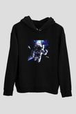 Asteroit Siyah Unisex Kapüşonlu Sweatshirt