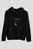 Asteroit Siyah Unisex Kapüşonlu Sweatshirt
