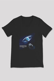 Asteroit Siyah Unisex V Yaka Tişört T-Shirt