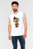 Astroboy Baskılı Unisex Beyaz Kolsuz Tişört