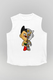 Astroboy Baskılı Unisex Beyaz Kolsuz Tişört