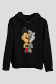 Astroboy Baskılı Unisex Siyah Hoodie