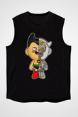 Astroboy Baskılı Unisex Siyah Kolsuz Tişört