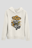 Astronaut Skull Of The Dead Baskılı Unisex Beyaz Hoodie