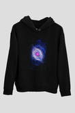 Astronom Siyah Unisex Kapşonlu Sweatshirt
