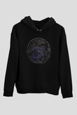 Astronom Siyah Unisex Kapüşonlu Sweatshirt